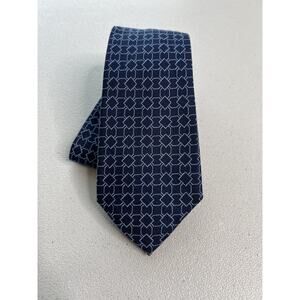 Michael Kors Blue Geometric Pattern Silk Blend Designer Tie